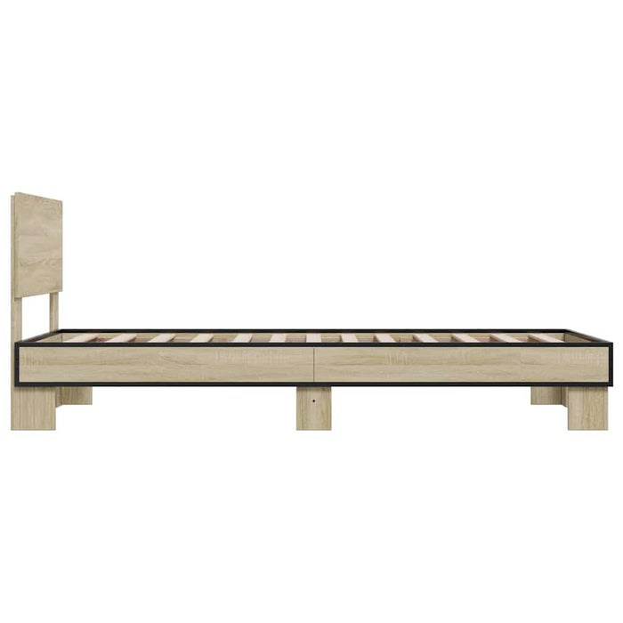Cadru de pat, stejar sonoma, 75x190 cm, lemn prelucrat și metal - WALTI WALTI