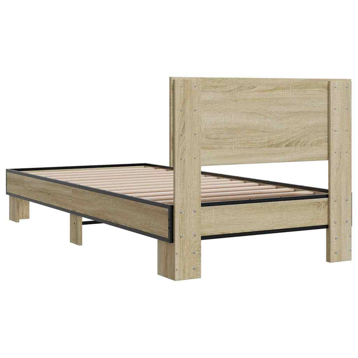 Cadru de pat, stejar sonoma, 75x190 cm, lemn prelucrat și metal - WALTI WALTI