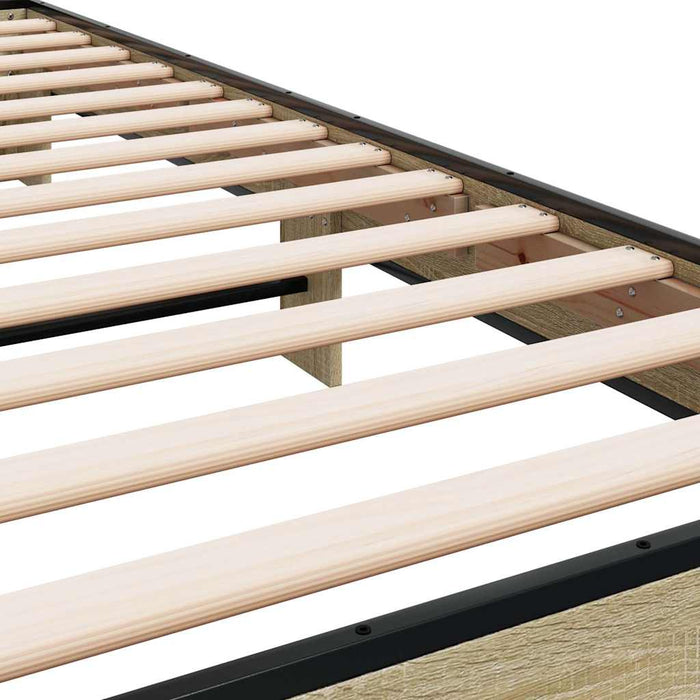 Cadru de pat, stejar sonoma, 75x190 cm, lemn prelucrat și metal - WALTI WALTI