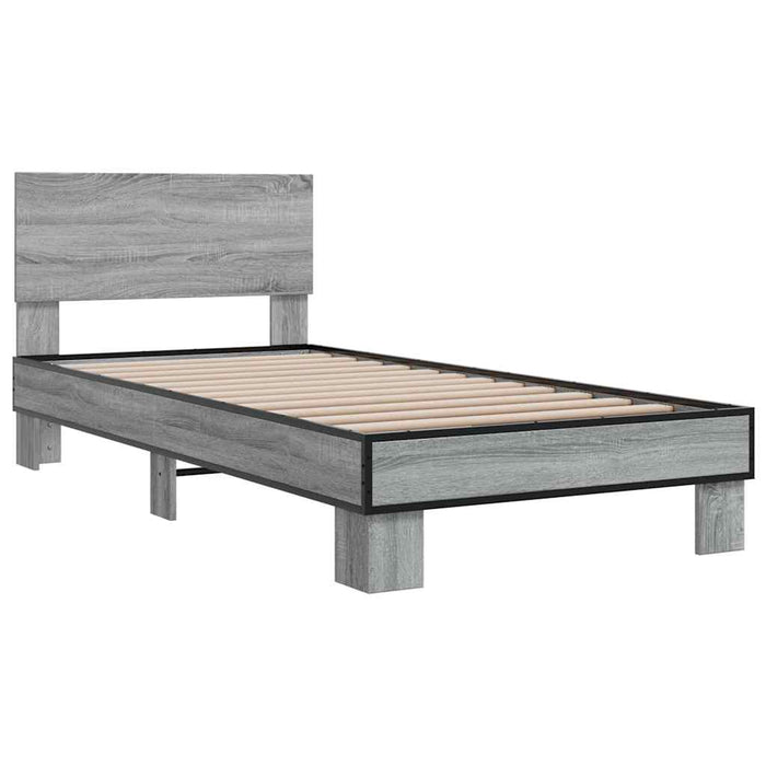 Cadru de pat, gri sonoma, 75x190 cm, lemn prelucrat și metal - WALTI WALTI
