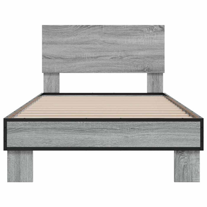 Cadru de pat, gri sonoma, 75x190 cm, lemn prelucrat și metal - WALTI WALTI