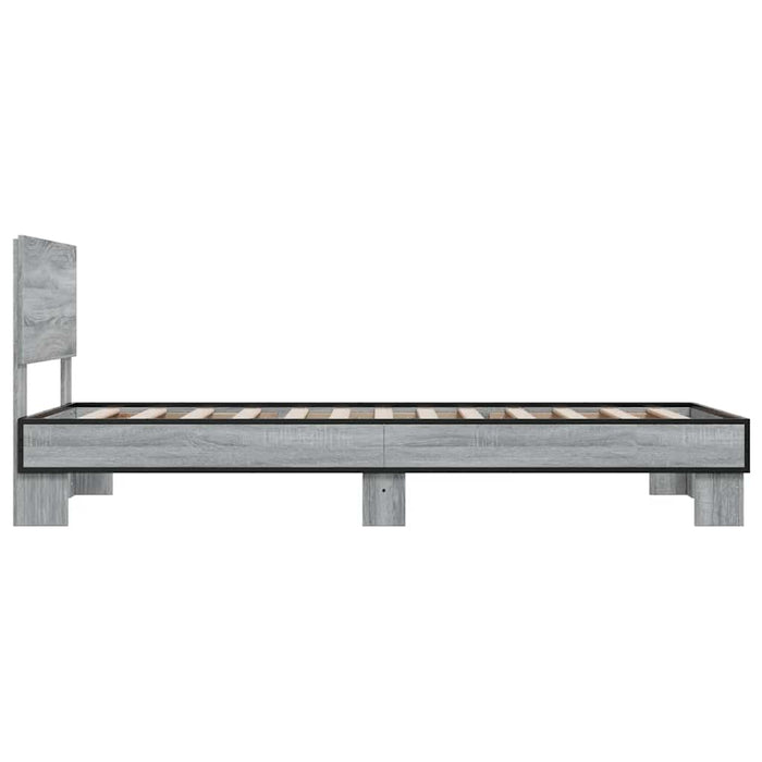 Cadru de pat, gri sonoma, 75x190 cm, lemn prelucrat și metal - WALTI WALTI