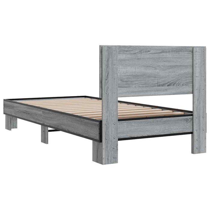 Cadru de pat, gri sonoma, 75x190 cm, lemn prelucrat și metal - WALTI WALTI