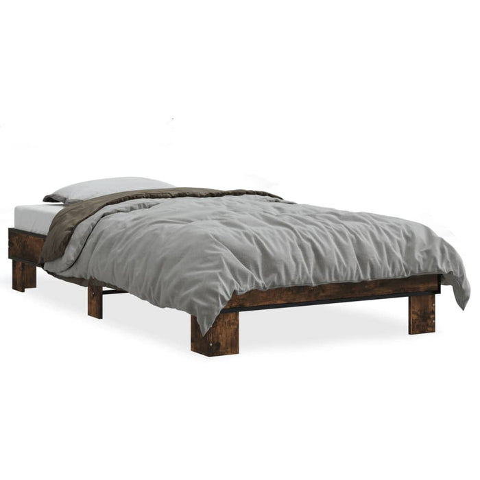 Cadru de pat, stejar fumuriu 100x200 cm lemn prelucrat și metal - WALTI WALTI