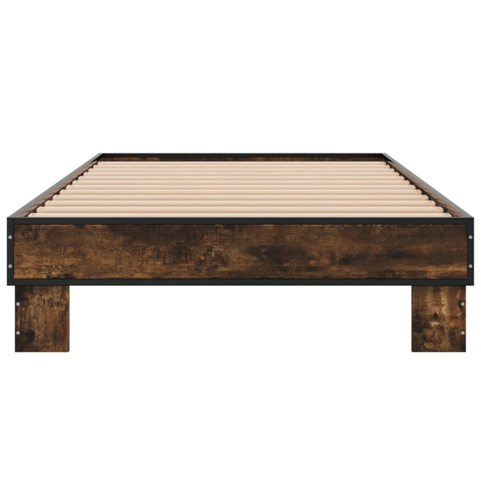 Cadru de pat, stejar fumuriu 100x200 cm lemn prelucrat și metal - WALTI WALTI