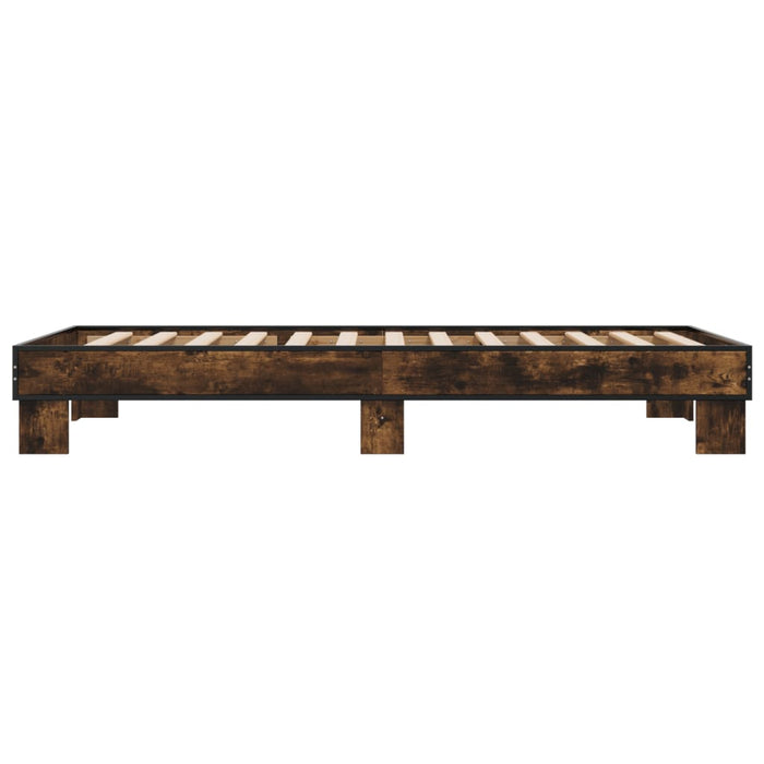 Cadru de pat, stejar fumuriu 100x200 cm lemn prelucrat și metal - WALTI WALTI