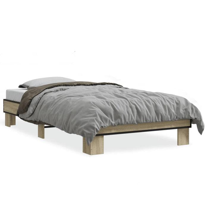 Cadru de pat, stejar sonoma, 75x190 cm, lemn prelucrat și metal - WALTI WALTI