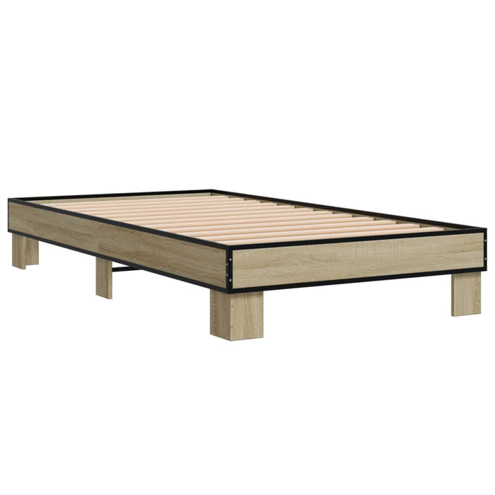 Cadru de pat, stejar sonoma, 75x190 cm, lemn prelucrat și metal - WALTI WALTI