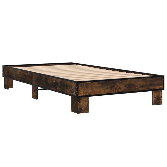 Cadru de pat, stejar fumuriu, 75x190cm, lemn prelucrat și metal - WALTI WALTI