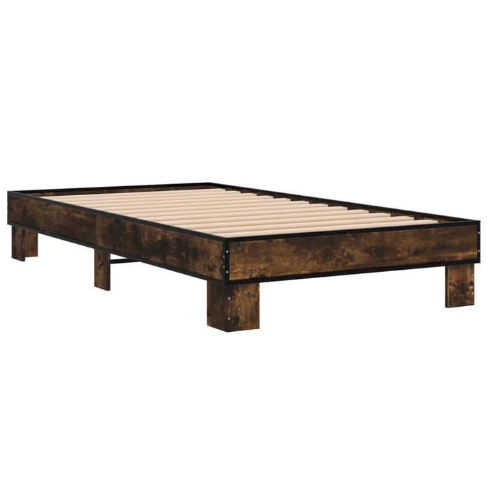 Cadru de pat, stejar fumuriu, 75x190cm, lemn prelucrat și metal - WALTI WALTI