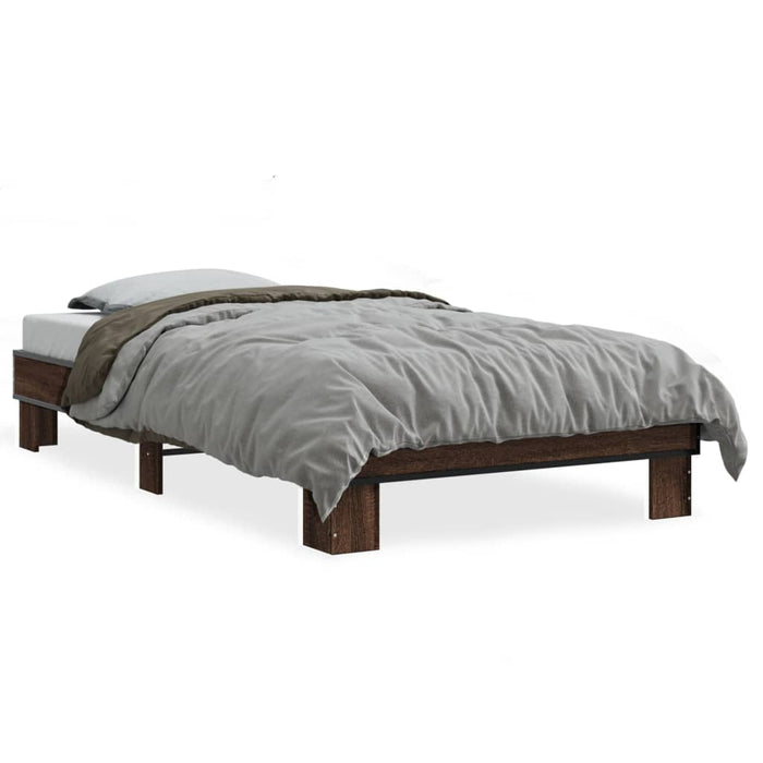 Cadru de pat, stejar maro, 75x190 cm, lemn prelucrat și metal - WALTI WALTI