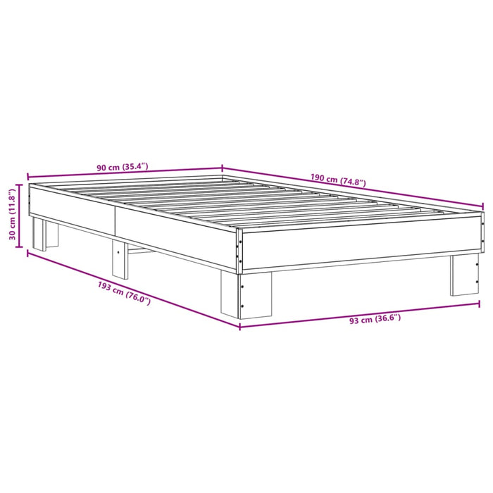Cadru de pat, negru, 90x190 cm, lemn prelucrat și metal WALTI