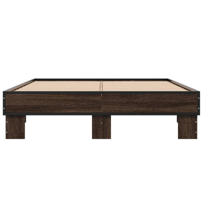 Cadru de pat, stejar maro, 135x190 cm, lemn prelucrat și metal WALTI