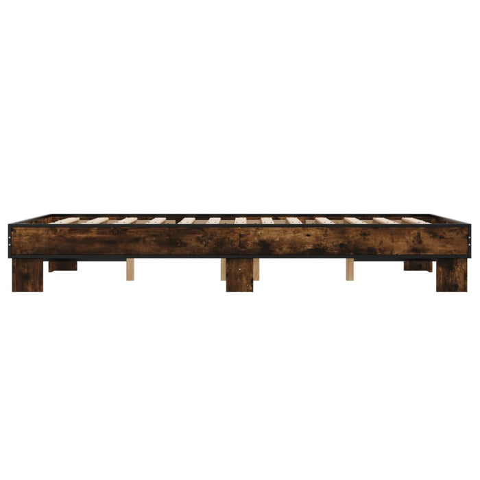 Cadru de pat, stejar maro, 135x190 cm, lemn prelucrat și metal WALTI