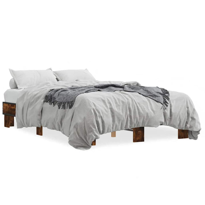 Cadru de pat, stejar afumat 140x190 cm lemn prelucrat și metal - WALTI WALTI