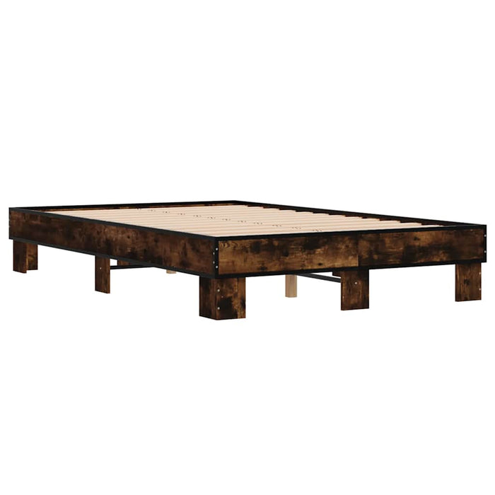 Cadru de pat, stejar afumat 140x190 cm lemn prelucrat și metal - WALTI WALTI