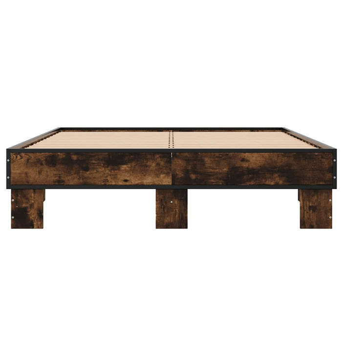 Cadru de pat, stejar afumat 140x190 cm lemn prelucrat și metal - WALTI WALTI