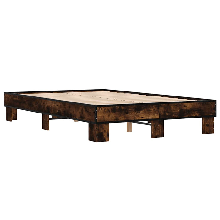 Cadru de pat, stejar afumat 140x190 cm lemn prelucrat și metal - WALTI WALTI