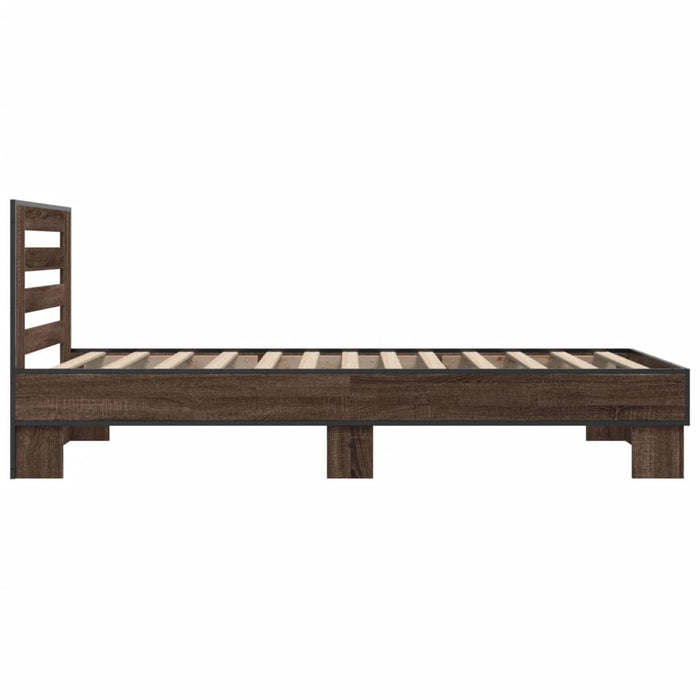 Cadru de pat, stejar maro, 90x190 cm, lemn prelucrat și metal WALTI