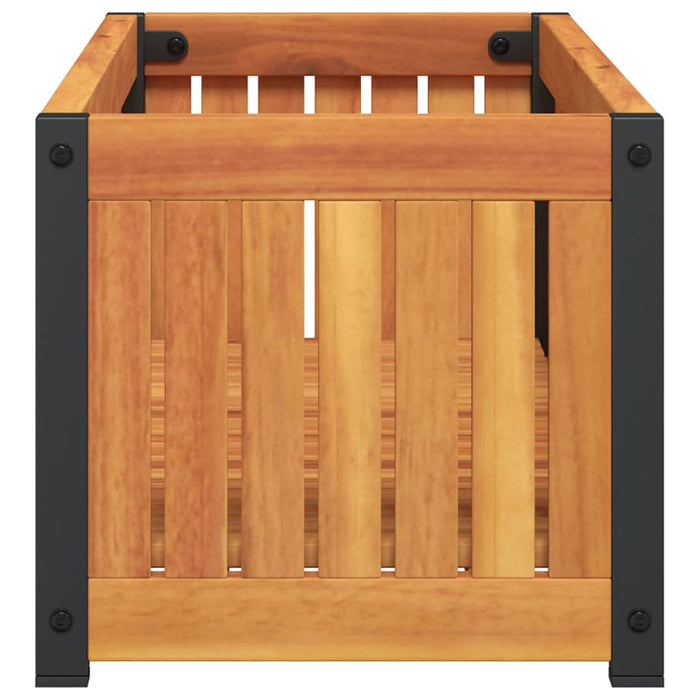 Jardinieră de grădină, 80x30x27,5 cm, lemn masiv acacia/oțel - WALTI WALTI