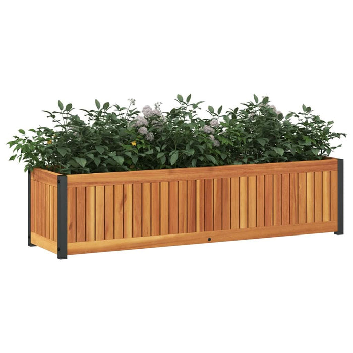 Jardinieră de grădină, 110x30x27,5 cm, lemn masiv acacia/oțel - WALTI WALTI