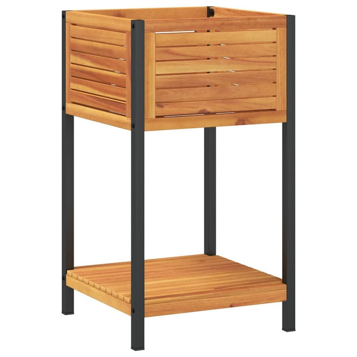 Jardinieră de grădină cu raft 45x45x80cm lemn masiv acacia/oțel - WALTI WALTI