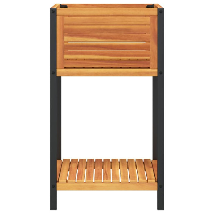Jardinieră de grădină cu raft 45x45x80cm lemn masiv acacia/oțel - WALTI WALTI