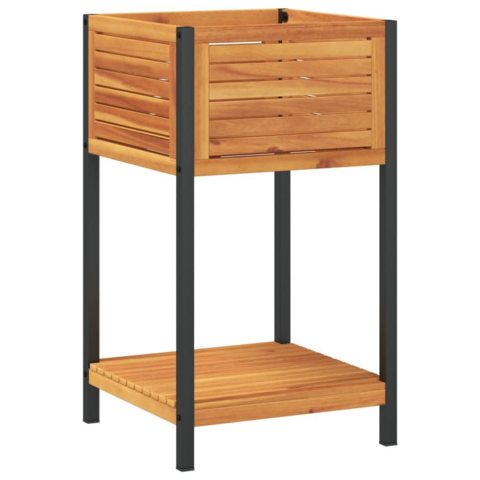 Jardinieră de grădină cu raft 45x45x80cm lemn masiv acacia/oțel - WALTI WALTI