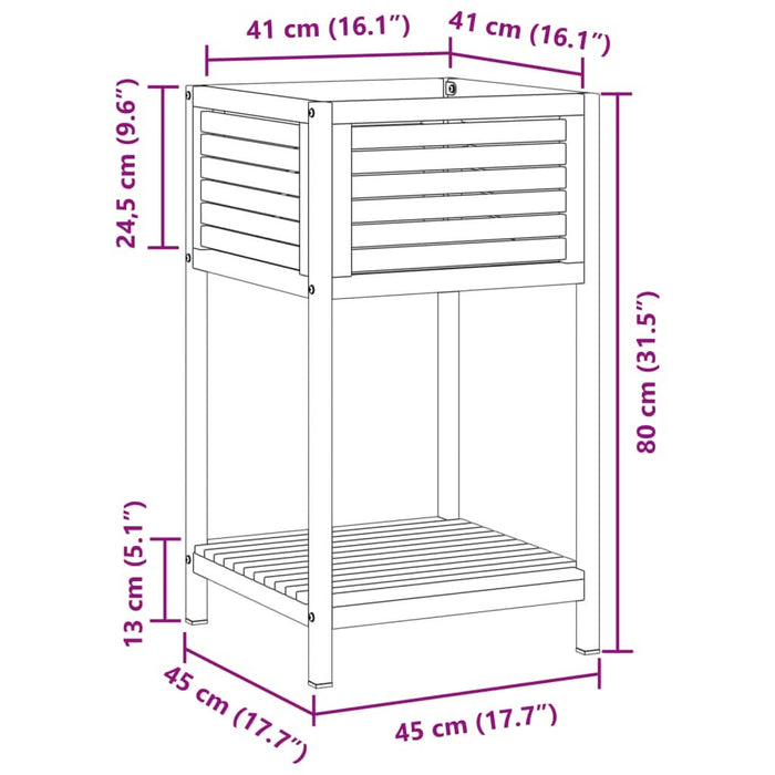 Jardinieră de grădină cu raft 45x45x80cm lemn masiv acacia/oțel - WALTI WALTI