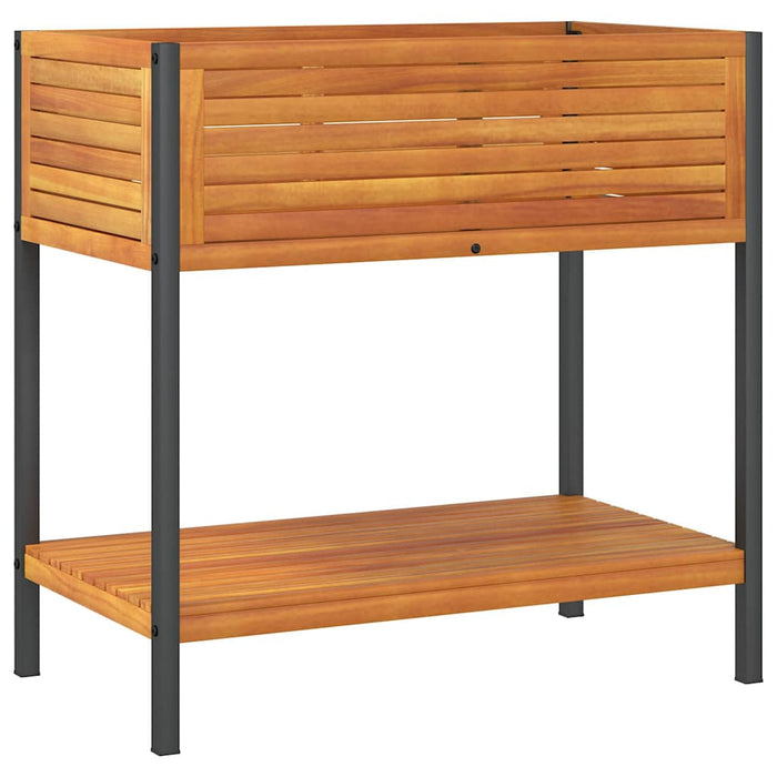 Jardinieră de grădină cu raft 80x45x80cm lemn masiv acacia/oțel - WALTI WALTI