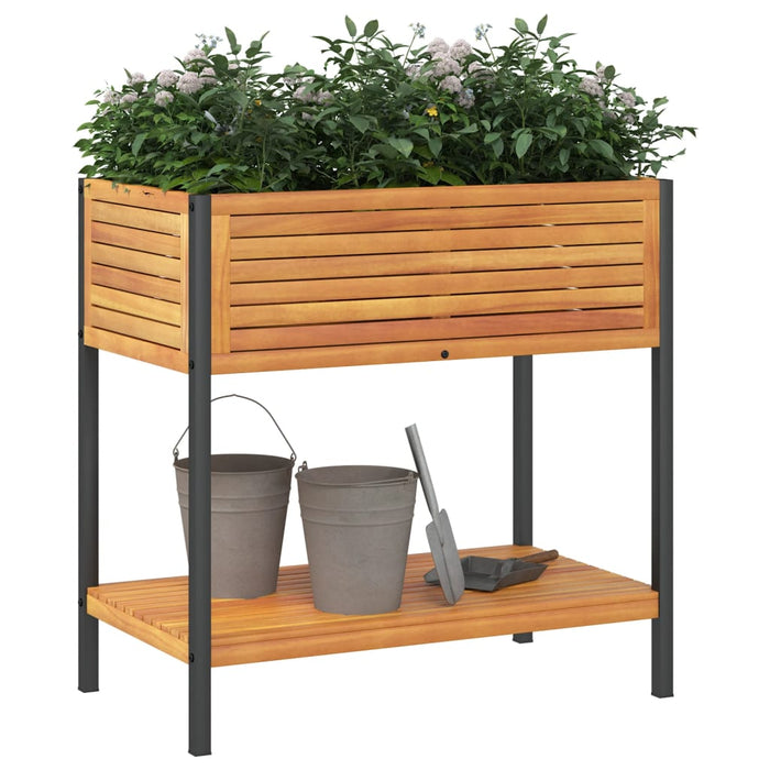 Jardinieră de grădină cu raft 80x45x80cm lemn masiv acacia/oțel - WALTI WALTI