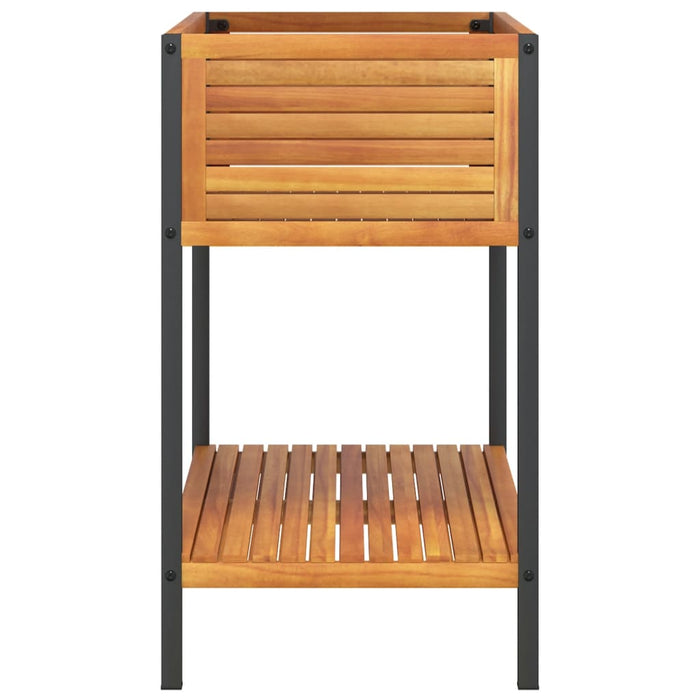 Jardinieră de grădină cu raft 80x45x80cm lemn masiv acacia/oțel - WALTI WALTI
