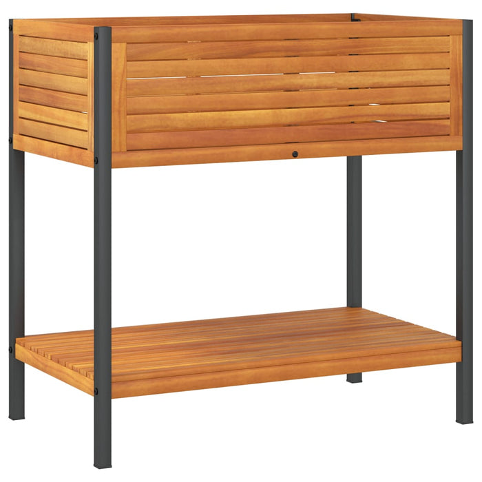 Jardinieră de grădină cu raft 80x45x80cm lemn masiv acacia/oțel - WALTI WALTI