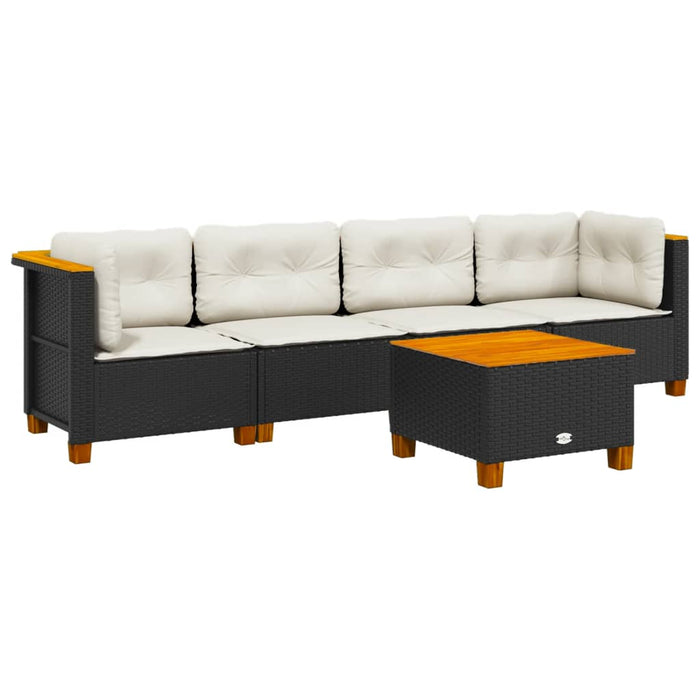 Set mobilier de grădină cu perne, 5 piese, negru, poliratan - WALTI WALTI