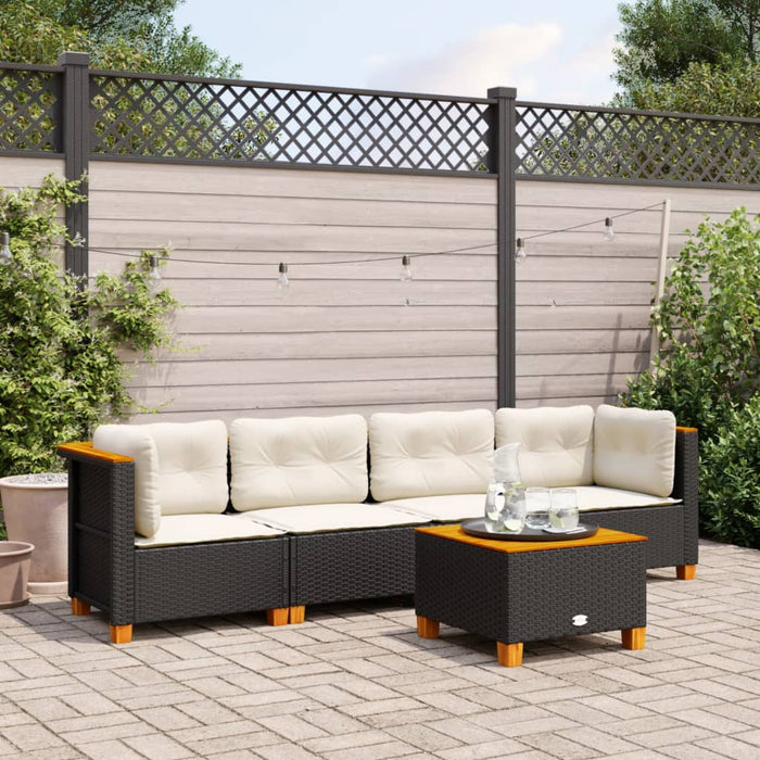 Set mobilier de grădină cu perne, 5 piese, negru, poliratan - WALTI WALTI