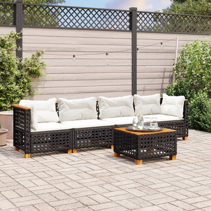 Set mobilier de grădină cu perne, 5 piese, negru, poliratan - WALTI WALTI