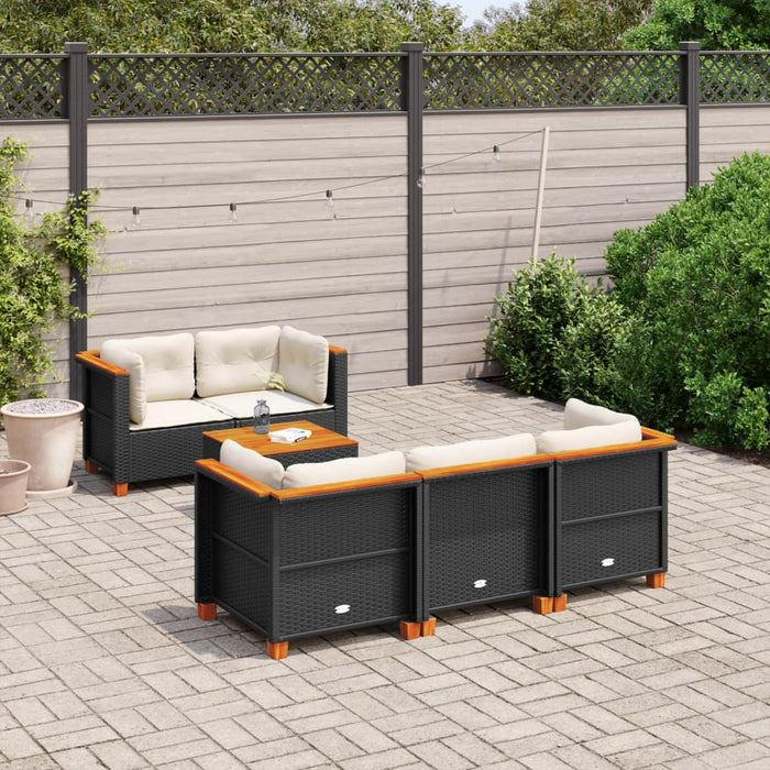 Set mobilier de grădină cu perne, 6 piese, negru, poliratan - WALTI WALTI