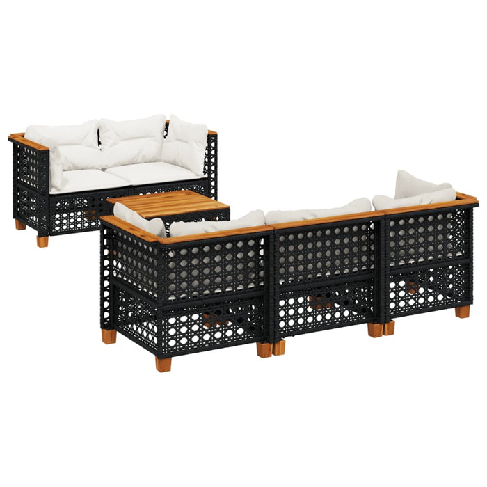 Set mobilier de grădină cu perne, 6 piese, negru, poliratan - WALTI WALTI