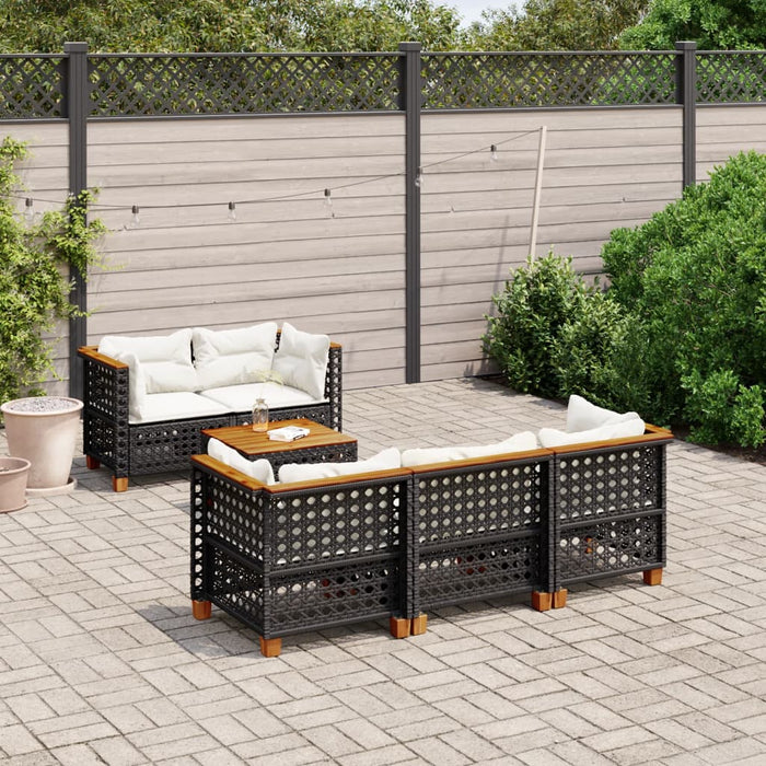 Set mobilier de grădină cu perne, 6 piese, negru, poliratan - WALTI WALTI