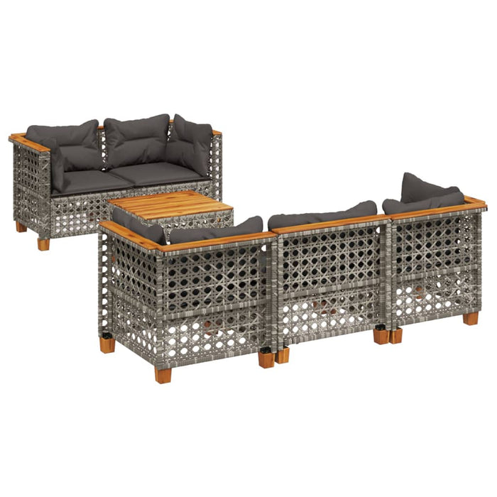 Set mobilier grădină cu perne, 6 piese, gri, poliratan - WALTI WALTI