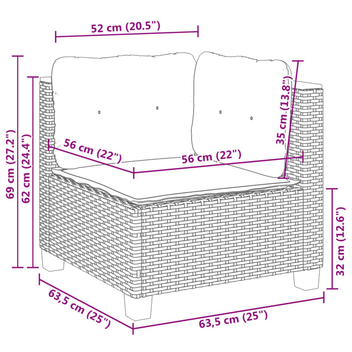 Set canapele de grădină cu perne, 7 piese, negru, poliratan - WALTI WALTI