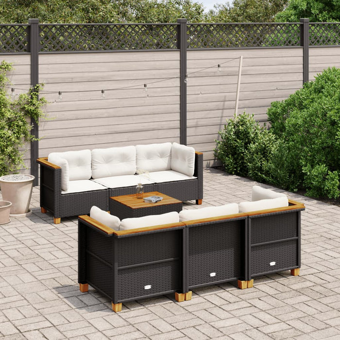 Set canapele de grădină cu perne, 7 piese, negru, poliratan - WALTI WALTI