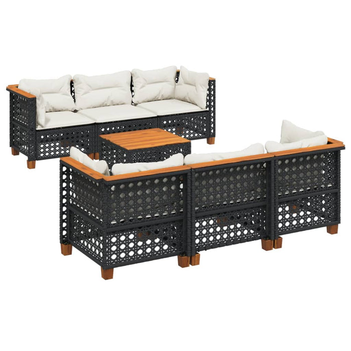 Set canapele de grădină cu perne, 7 piese, negru, poliratan - WALTI WALTI