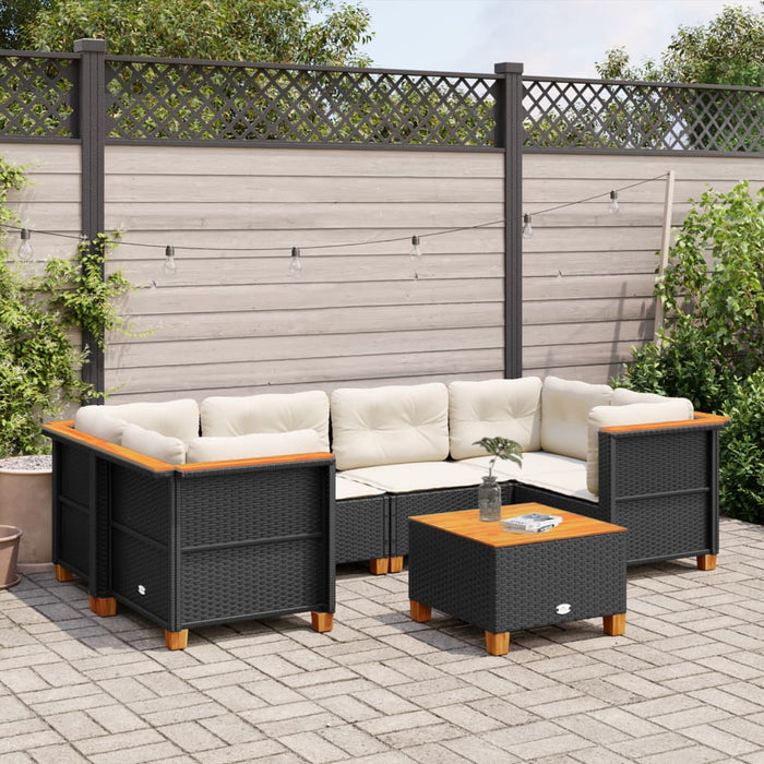 Set canapele de grădină cu perne, 7 piese, negru, poliratan - WALTI WALTI