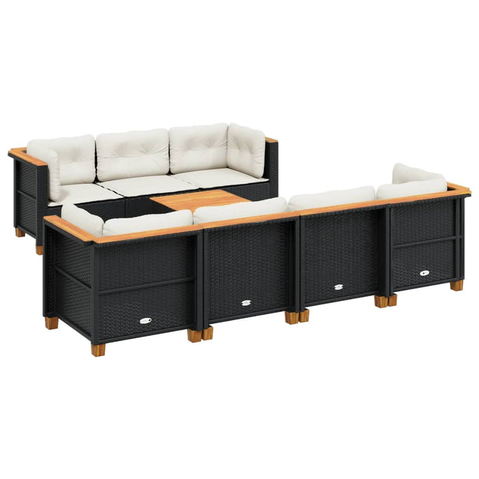 Set mobilier de grădină cu perne, 8 piese, negru, poliratan - WALTI WALTI