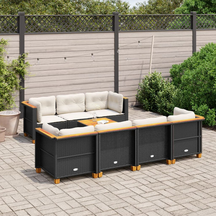 Set mobilier de grădină cu perne, 8 piese, negru, poliratan - WALTI WALTI