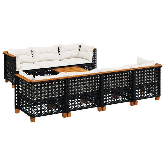 Set mobilier de grădină cu perne, 8 piese, negru, poliratan - WALTI WALTI