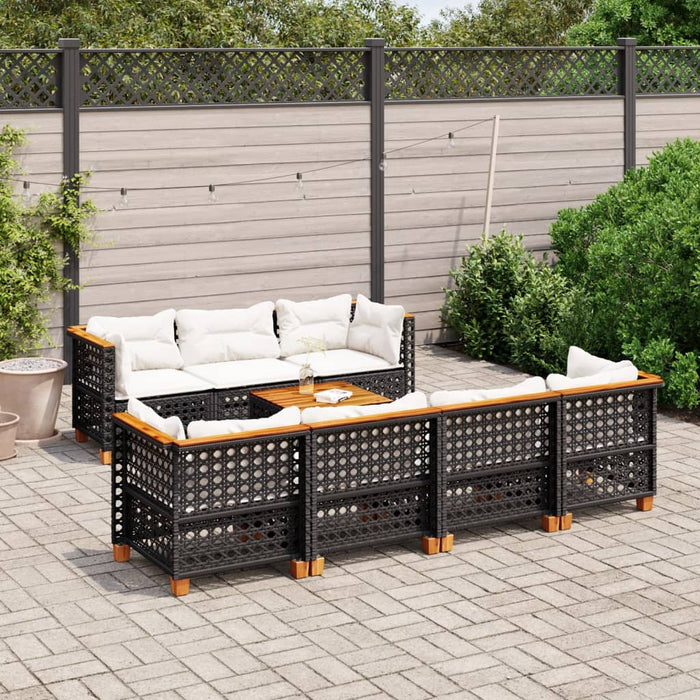 Set mobilier de grădină cu perne, 8 piese, negru, poliratan - WALTI WALTI
