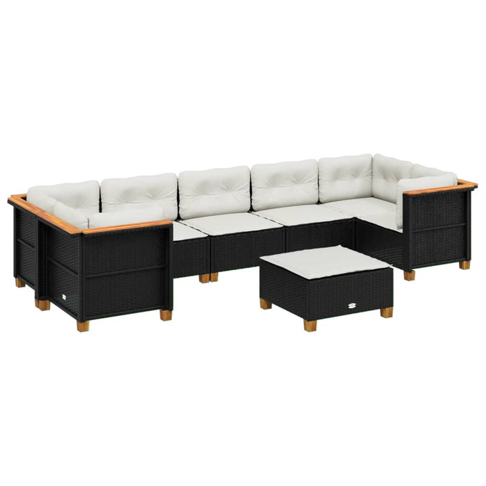 Set mobilier de grădină cu perne, 8 piese, negru, poliratan - WALTI WALTI