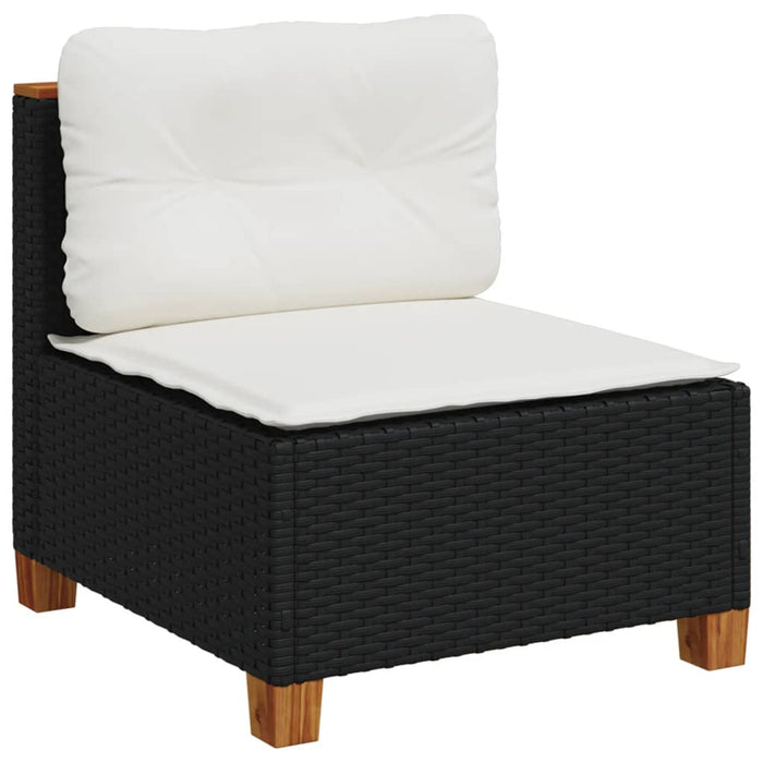 Set mobilier de grădină cu perne, 8 piese, negru, poliratan - WALTI WALTI